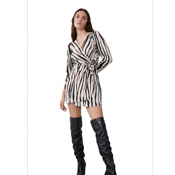 Zara Monochrome Striped Dress - Picture 1 of 5